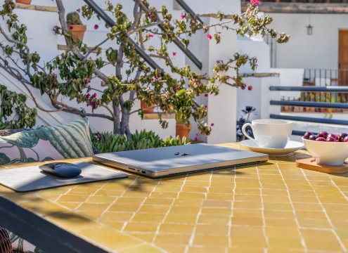 Genießen Sie die Möglichkeit, von der schönen Terrasse des Hauses aus in einer einzigartigen Umgebung zu arbeiten